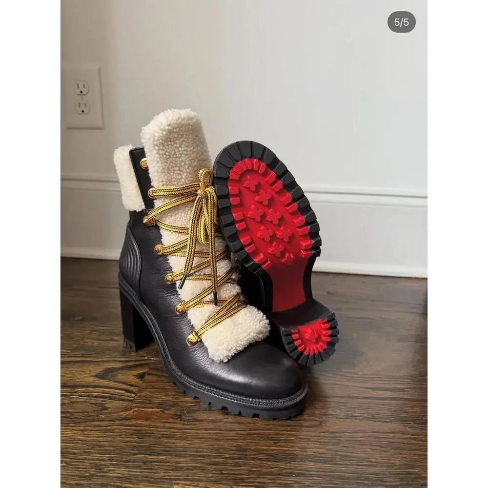 Christian Louboutin Yetita 70 shearling-trimmed leather ankle boots EU 41 - Picture 5 of 5